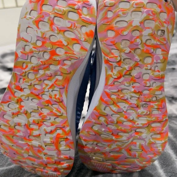 Nike Blue Knit Running Shoes with Orange Swoosh - Picture 6 of 9